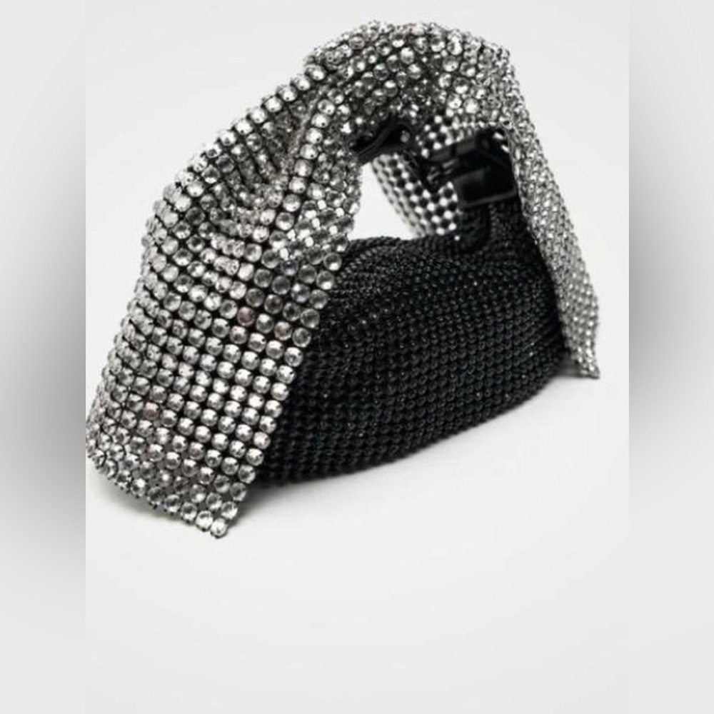 Zara SS23 Black Mini Bow Bag – Rhinestone Crystal Detail – Very Mini